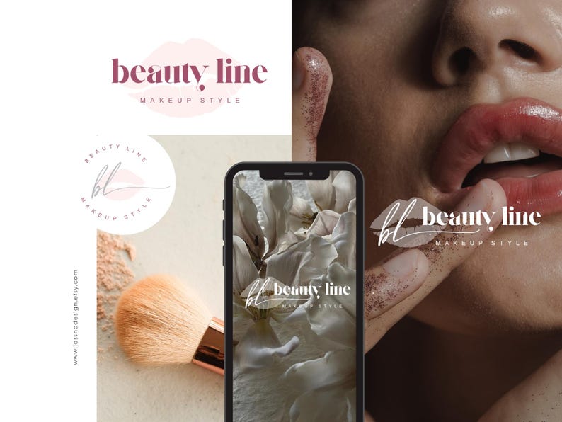 Beauty Logo Kit, Makeup Artist Branding, Lips Logo Design, Feminine Branding Kit, Kiss Logo Brand (AI/PNG/JPEG) 78 image 3