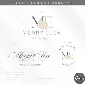 Canva Floral Logo Design, Elegant Flower Branding, Feminine Business Logo, Boutique, Beauty & Creative Brand Kit no.6 image 5