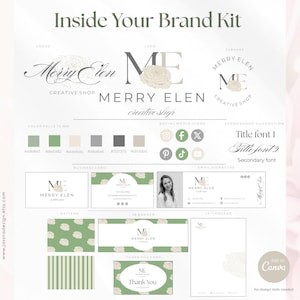 Canva Floral Logo Design, Elegant Flower Branding, Feminine Business Logo, Boutique, Beauty & Creative Brand Kit no.6 image 4
