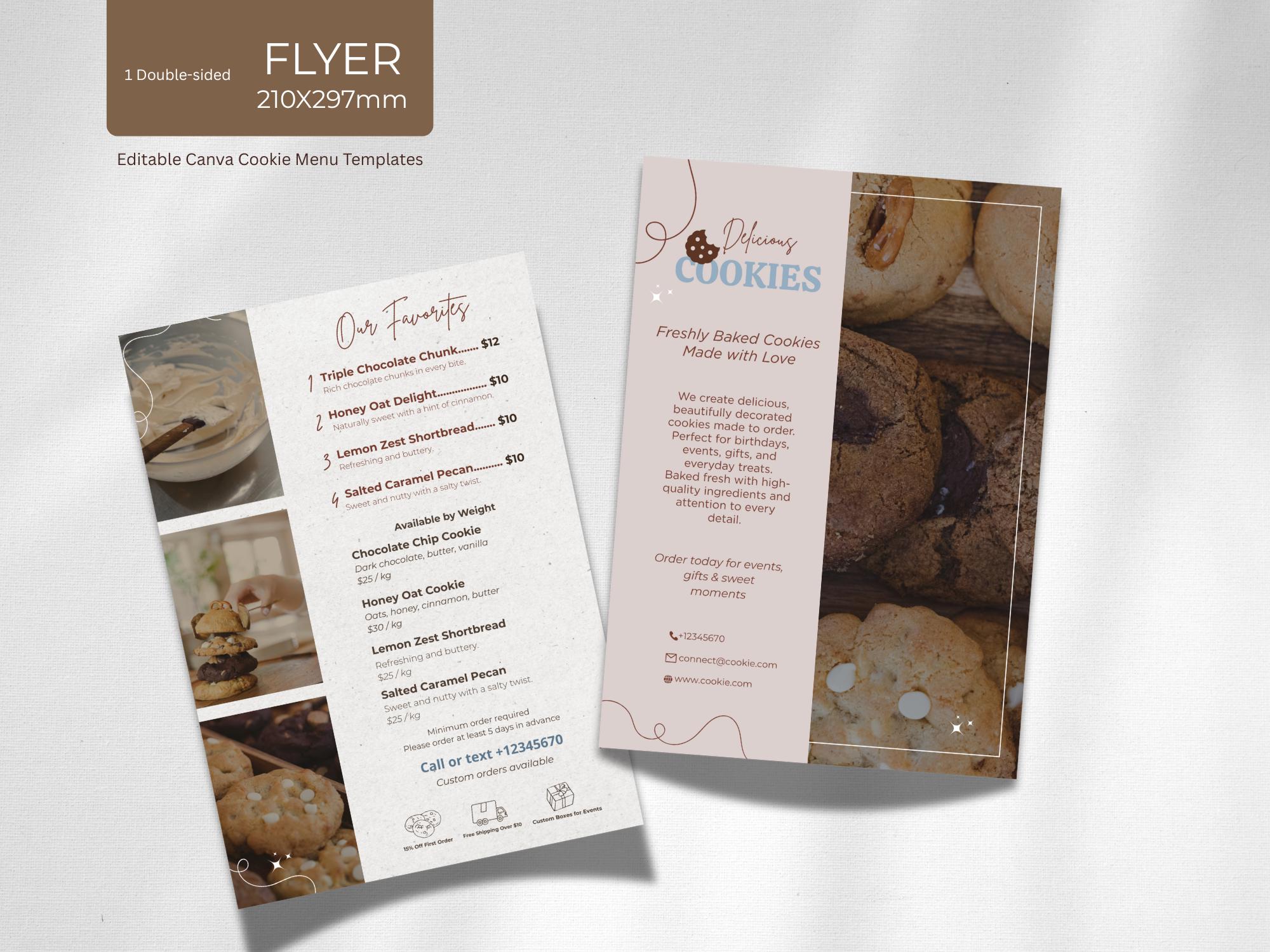 Cookie Menu.pdf Cookie Menu Flyer Template, Bakery Leaflet, Custom Cookie Price List ...