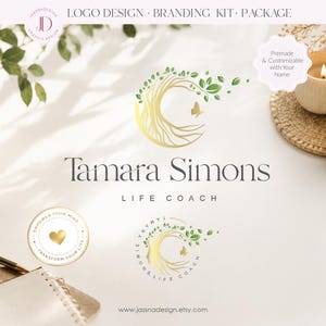 May include: A logo design featuring a gold tree with green leaves and a butterfly, with the name "Tamara Simons" and the words "Life Coach" below. The design includes a circular logo with a heart and the text "Empower Your Mind, Transform Your Life."