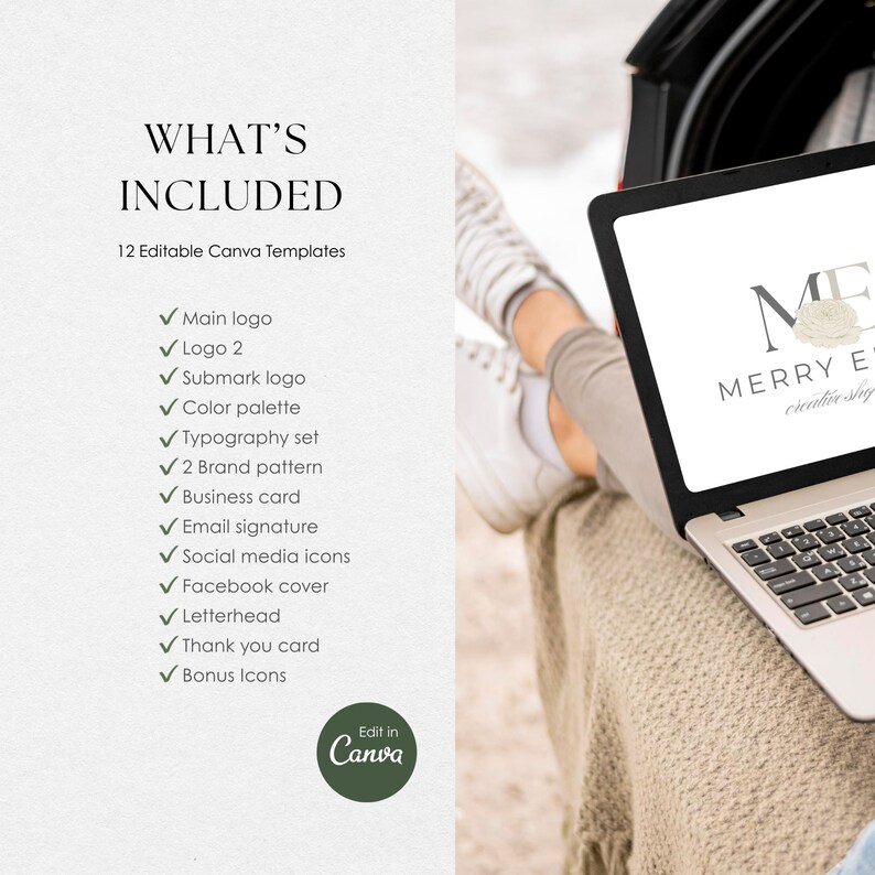 Canva Floral Logo Design, Elegant Flower Branding, Feminine Business Logo, Boutique, Beauty & Creative Brand Kit no.6 image 6