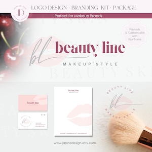 Beauty Logo Kit, Makeup Artist Branding, Lips Logo Design, Feminine Branding Kit, Kiss Logo Brand (AI/PNG/JPEG) 78 image 1