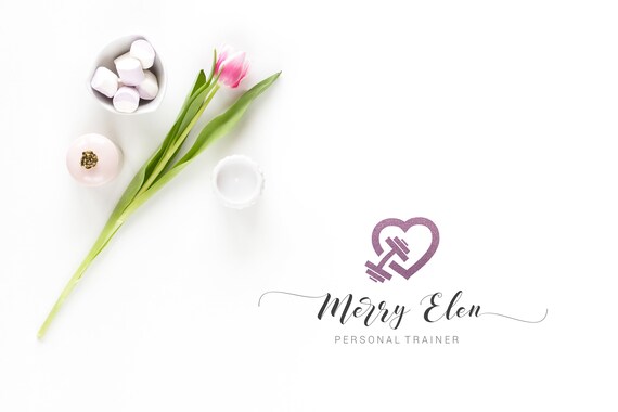 Branding Kit Logo Design Purple Glitter Fitness Logo Etsy