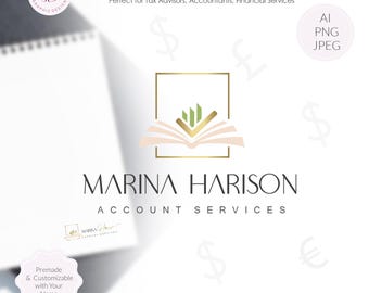 Logotipo y marca de finanzas, logotipo de servicios de contabilidad, logotipo de servicios tributarios, logotipo de libros, logotipo de servicios contables, logotipo de empresas tributarias (AI/PNG/JPEG) 116