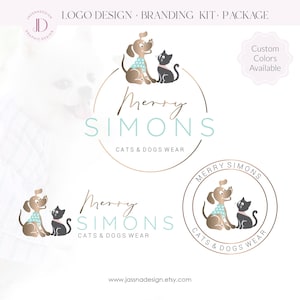 Logo per abbigliamento per cani e gatti, accessori per animali domestici, logo preimpostato per sartoria per animali, pacchetto di loghi per negozi di cucito per animali, kit per il branding di negozi di animali (AI/PNG/JPEG)115
