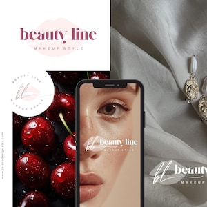 Beauty Logo Kit, Makeup Artist Branding, Lips Logo Design, Feminine Branding Kit, Kiss Logo Brand (AI/PNG/JPEG) 78 image 6