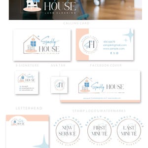 May include: A collection of logos and branding materials for "Sparkly House Luxe Cleaning." The designs feature a house icon with a chair and window, and a circular logo with the initials "SH." Various marketing materials are shown.