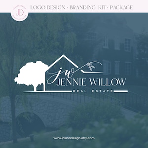 Huis boom logo makelaar Premade branding makelaar Modern makelaar logo Initialen key real estate logo (AI/PNG/JPEG) Visitekaartje Stempel 291