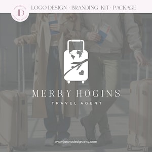 Kit de marca de viajes para agentes de viajes y blogueros Logotipo de viaje editable prediseñado Logotipo de maleta, avión, globo terráqueo Diseño de logotipo de vacaciones Logotipo de viajes272