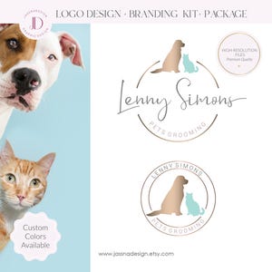 Logo de toilettage pour animaux de compagnie : image de marque pour chien, chat, marque de services pour animaux, offre groupée pour animaux de compagnie (AI/PNG/JPEG) image 1