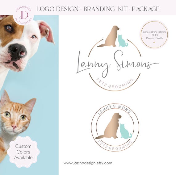 Pet Grooming Logo: Dog, Cat Branding, Animal services brand, Pets shop bundle (AI/PNG/JPEG)