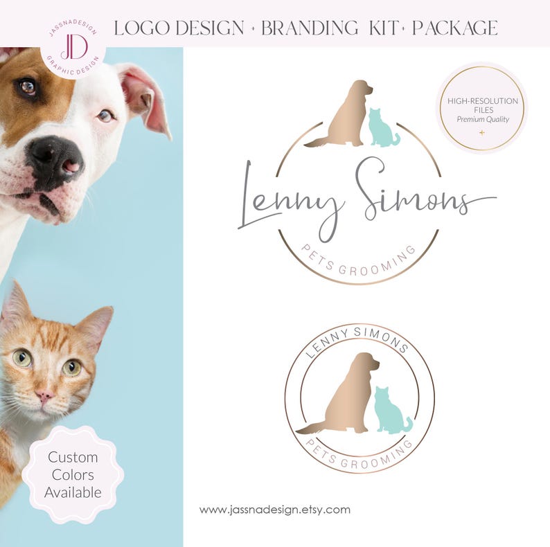 Logo de toilettage pour animaux de compagnie : image de marque pour chien, chat, marque de services pour animaux, offre groupée pour animaux de compagnie (AI/PNG/JPEG) image 1