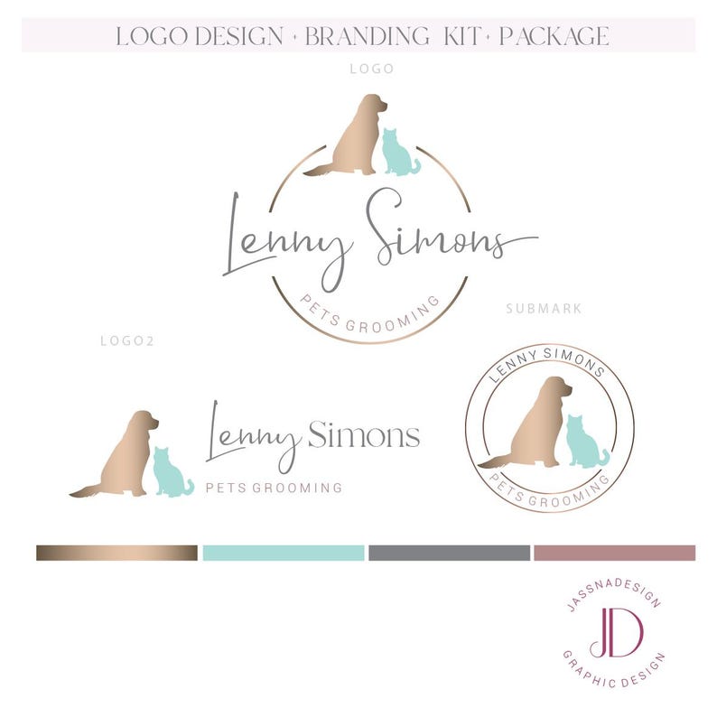 Logo de toilettage pour animaux de compagnie : image de marque pour chien, chat, marque de services pour animaux, offre groupée pour animaux de compagnie (AI/PNG/JPEG) image 3
