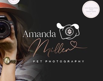 Logo pour animaux de compagnie et kit de marque : modèle d'appareil photo Paw (AI/PNG/JPEG) 244