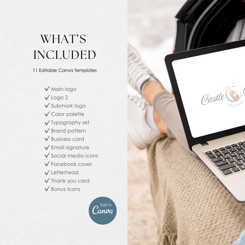 Canva Travel Agent Logo, Fun Kids Branding, Family Travel Brand, Editable Vacation Templates no.7 image 6