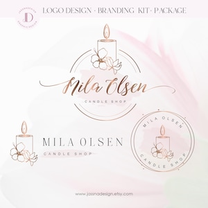 Candle shop brand Candle gold logo Candle aroma logo Candle branding Aroma therapy logos Candle shop branding Pink gold branding 306