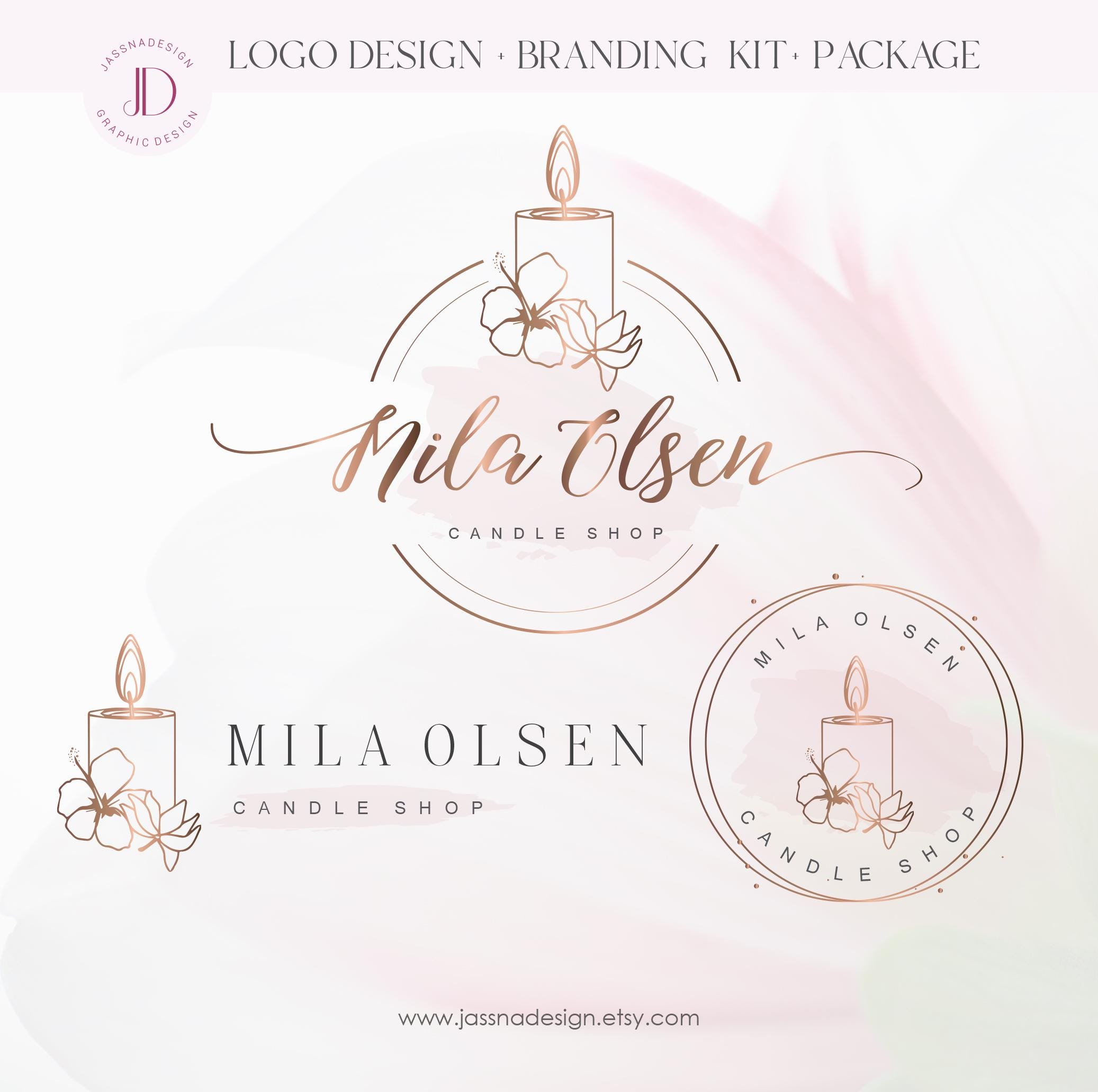 Candle Shop Logo: Gold Branding Kit, Aroma Therapy Design/AI/PNG/JPEG) 306