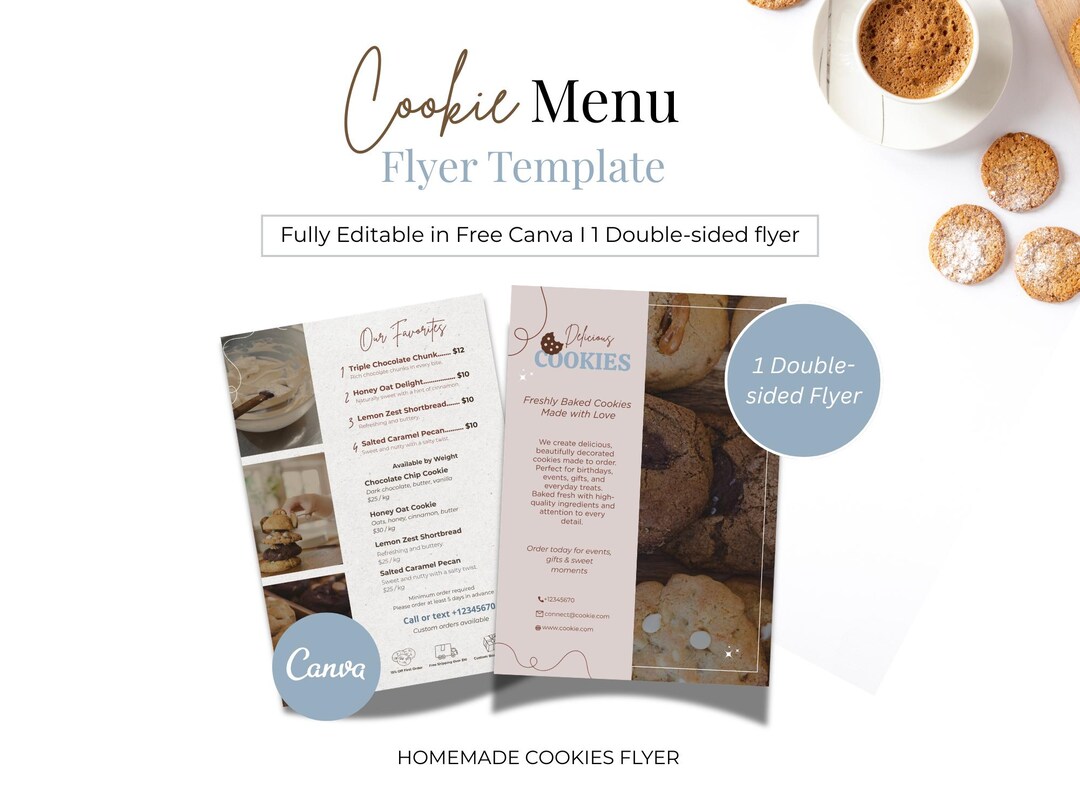 Cookie Menu.pdf Cookie Menu Flyer Template, Bakery Leaflet, Custom Cookie Price List ...