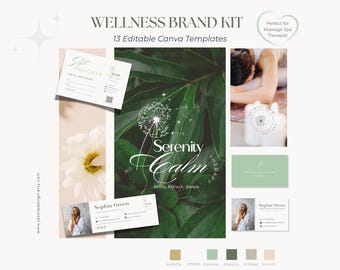 Canva Wellness Branding Kit, Spa Therapy Logo Template, Massage Brand Board,Holistic  Business Identity, Editable Logo no.8