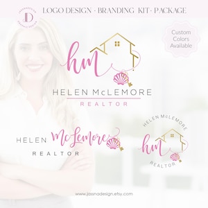 Realtor beach logo Real estate seashell house key branding Realtor nautical key initials logo Coastal real estate branding (AI/PNG/JPEG) 102