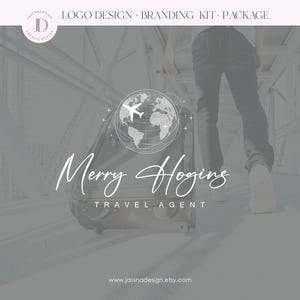 Travel logo Travel logo with globe and plane Editable travel logo Travel agent branding Premade vacation logo design 203