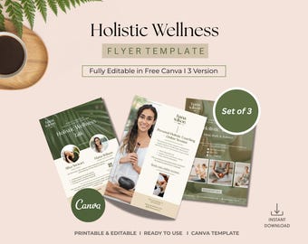 Holistic Wellness Canva Flyer Template Set, Life Coach, Yoga (Digital Download) no. 3