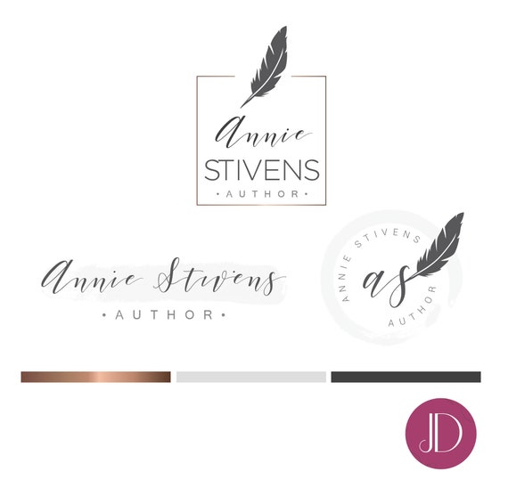 Branding Kit Logo Design Blog Writer Logo Feather Logo Etsy