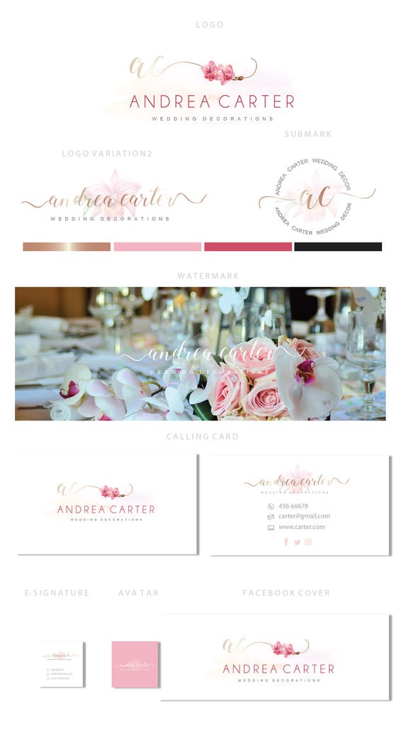 Branding Kit Logo Design Wedding Planner Logo Photographer Etsy