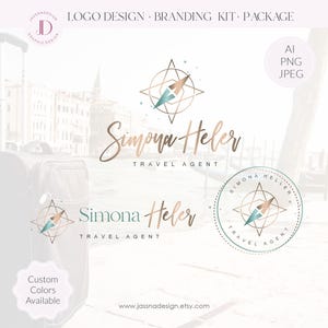 Logo di viaggio Compass Logo di viaggio modificabile per blogger e agenti Marchio della rosa dei venti Marchio di viaggio predefinito Biglietto da visita Timbro 203