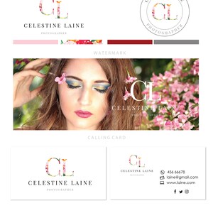 Floral initials logo design and branding Photography design marketing Beauty logo Photography logo Floral beauty logo template banner stamp image 5