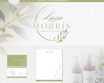 Olive Branch Logo, Natural Beauty Branding, Organic Brand Kit, Massage Therapist, Dermatology logo, Skincare brand (AI, PNG, JPEG) 297