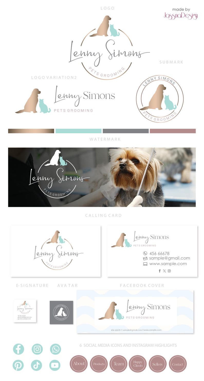 Logo de toilettage pour animaux de compagnie : image de marque pour chien, chat, marque de services pour animaux, offre groupée pour animaux de compagnie (AI/PNG/JPEG) image 7