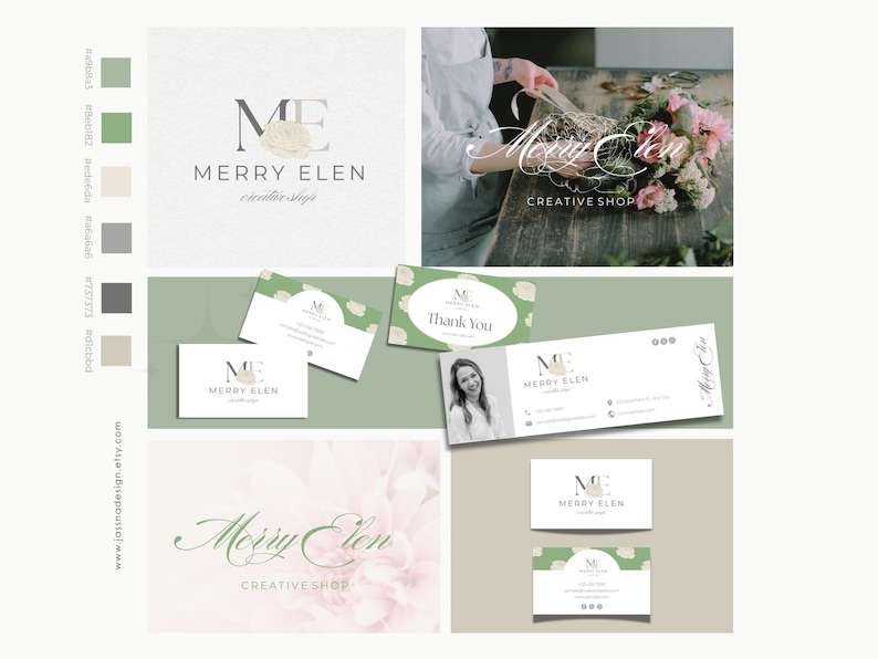 Canva Floral Logo Design, Elegant Flower Branding, Feminine Business Logo, Boutique, Beauty & Creative Brand Kit no.6 image 8