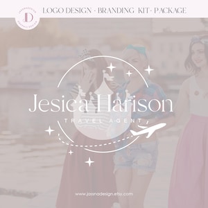 Travel logo & branding kit  Castle plane design logo Editable digital logo for travel agencies and bloggers Kids travel logo 323