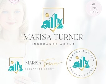 Insurance agent logo, Insurance agency logo, Insurance marketing set, House building car boat logo, Property agent logo (AI/PNG/JPEG) 128