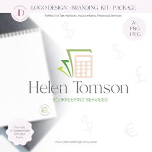 Bookkeeping logo and branding Accounting service logo  Tax service logo Calculator book logo Account service logo Tax business logo 270