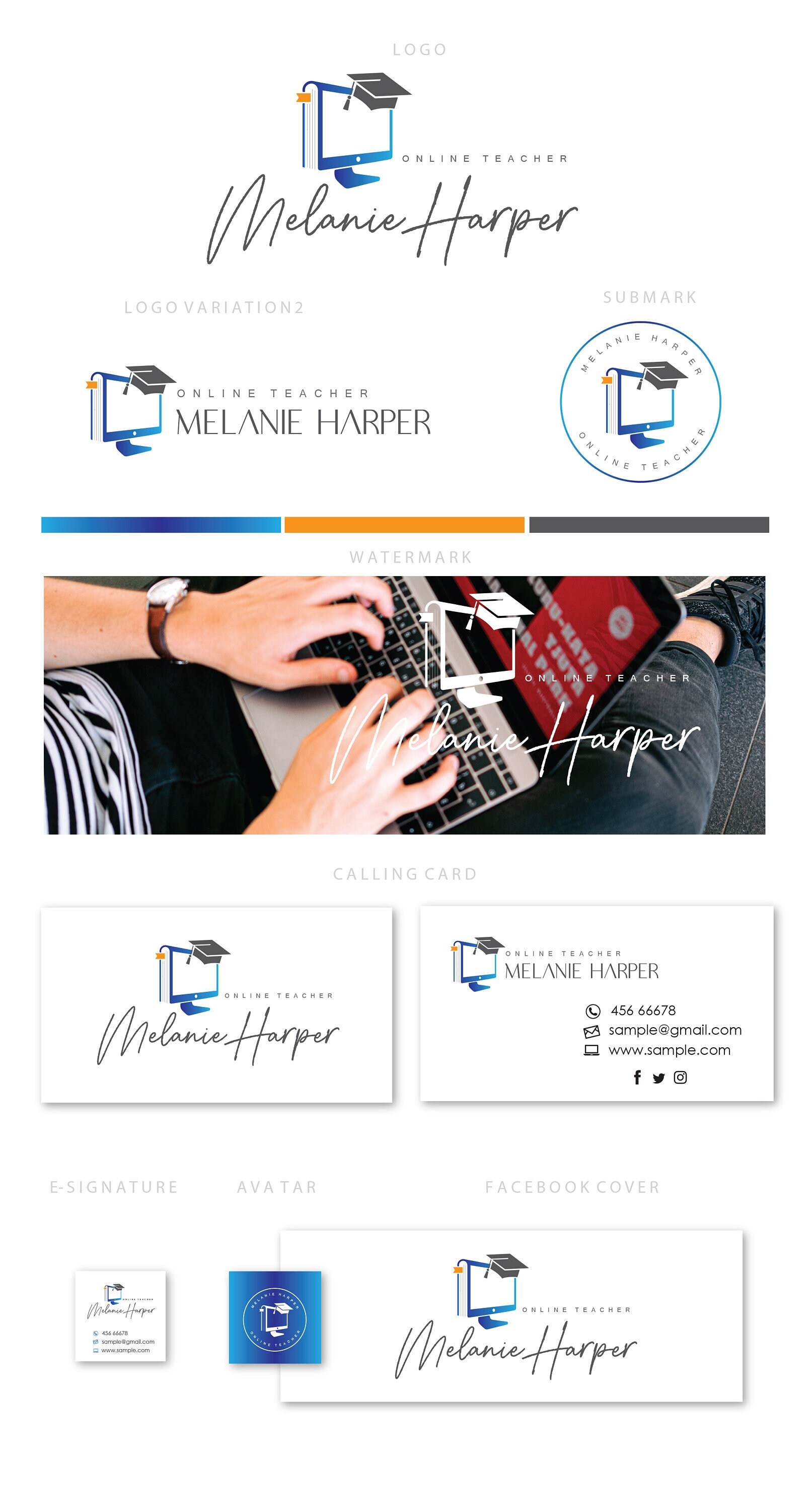 Home lessons Branding materials teachers Virtual assistant Techer logo design Branding kit Coacher 154 Online classroom branding