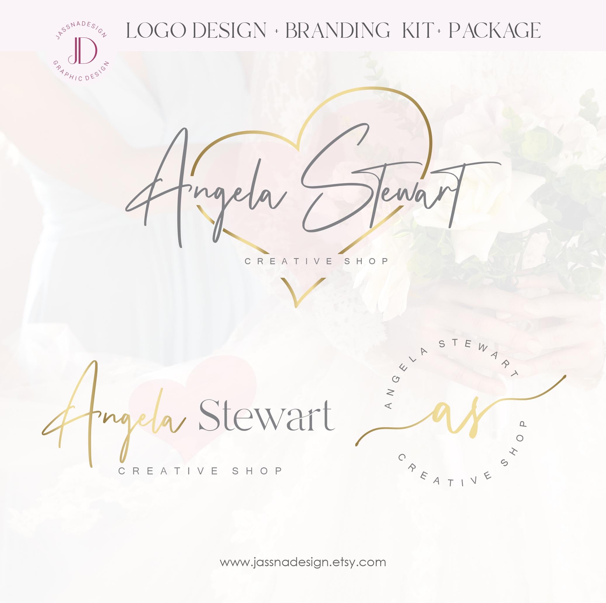 Pink gold hearth logo and branding Children shop logo Kids logo template Photography logo vector Party planner logo and branding template302