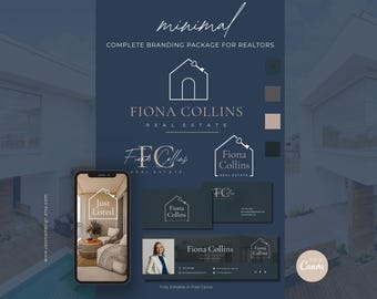 Canva Minimal Real Estate Branding, Realtor Logo Template, Modern Property Brand Identity, Editable Brand Kit for Real Estate Agent no.10