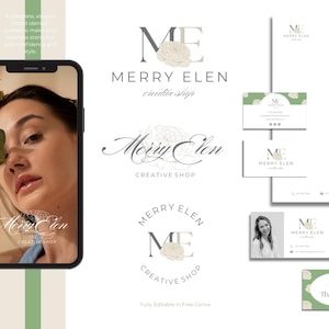 Canva Floral Logo Design, Elegant Flower Branding, Feminine Business Logo, Boutique, Beauty & Creative Brand Kit no.6 image 2