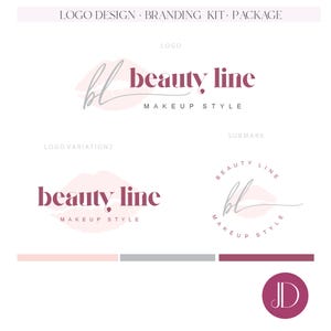 Beauty Logo Kit, Makeup Artist Branding, Lips Logo Design, Feminine Branding Kit, Kiss Logo Brand (AI/PNG/JPEG) 78 image 4