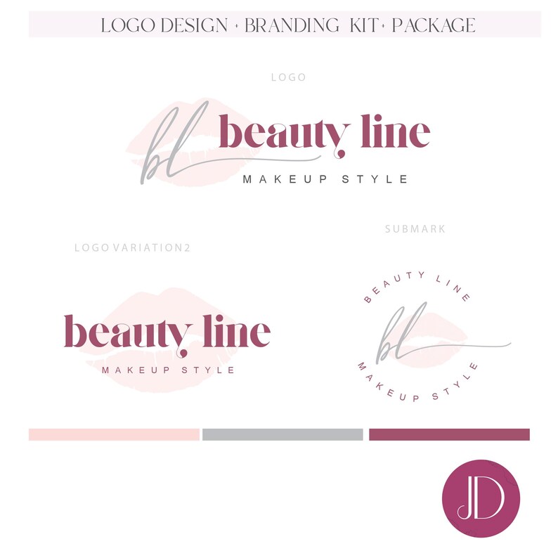 Beauty Logo Kit, Makeup Artist Branding, Lips Logo Design, Feminine Branding Kit, Kiss Logo Brand (AI/PNG/JPEG) 78 image 4