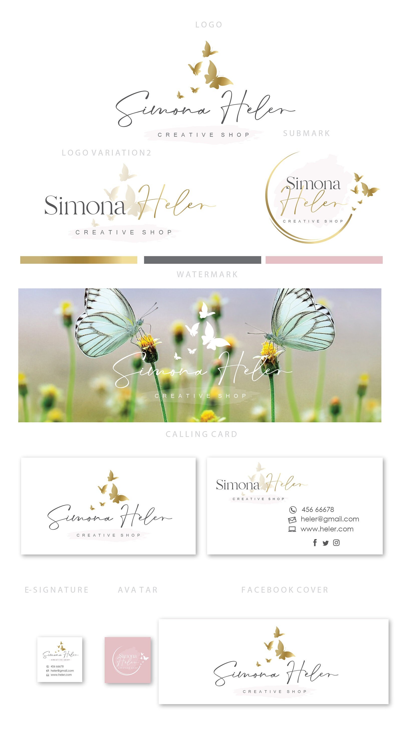 Butterfly Gold Logo Event Planner Logo Butterfly Logo - Etsy
