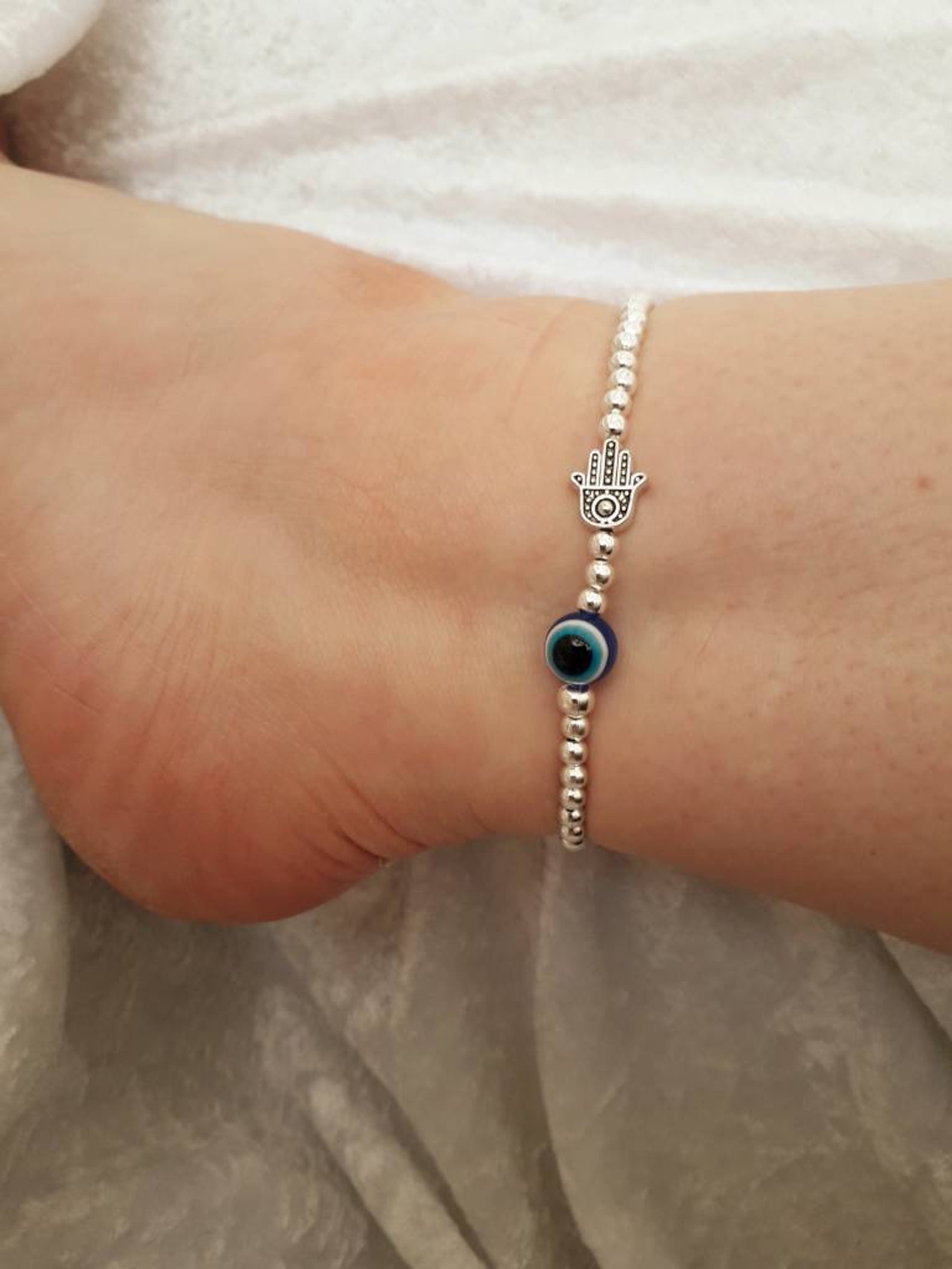 Anklet Evil Eye Anklet Stretch Anklet Beach Jewellery Etsy