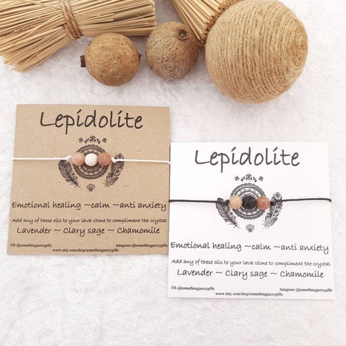 Lepidolite diffuser bracelet,  healing stone bracelet,  aromatherapy bracelet, Lepidolite bracelet.