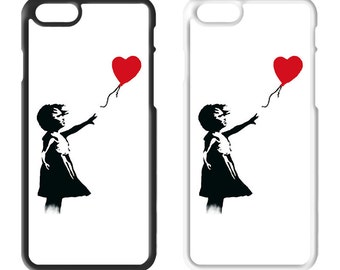 & Banksy Balloon Girl Iphone Wood Case Samsung Iphone 5 6 7 8 | Etsy ... coque iphone 7 Banksy Ballon Girls Red