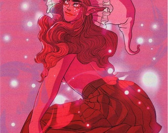 pink witch art print