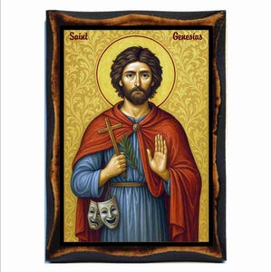 Saint Joseph and Jesus Icon - Byzantine Art - Orthodox Holy Card
