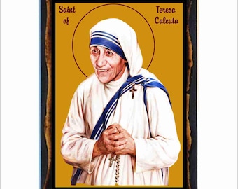 聖マザーテレサ ブラッシュドアルミニウムプリント - ブラッシュド
